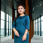 **

A professional businesswoman in a modest baju kurung, standing in a modern Kuala Lumpur office building, fully clothed, appropriate attire, safe for work, perfect anatomy, natural proportions, professional photography, high quality.

**