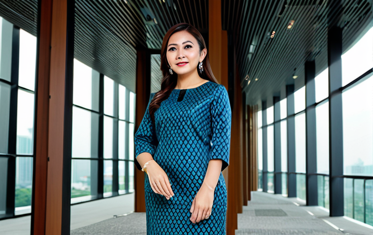 **

A professional businesswoman in a modest baju kurung, standing in a modern Kuala Lumpur office building, fully clothed, appropriate attire, safe for work, perfect anatomy, natural proportions, professional photography, high quality.

**