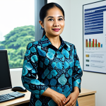 양자컴퓨터와 클라우드 서비스 - **Prompt:** A professional Malaysian businesswoman in a modest batik dress, presenting a financial r...