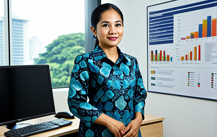 양자컴퓨터와 클라우드 서비스 - **Prompt:** A professional Malaysian businesswoman in a modest batik dress, presenting a financial r...
