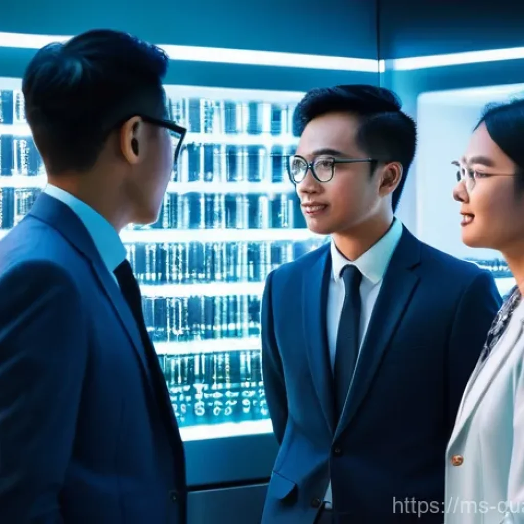 양자컴퓨터의 국가 경쟁력 - **Prompt:** A diverse group of young Malaysian scientists, both men and women, in a brightly lit, fu...