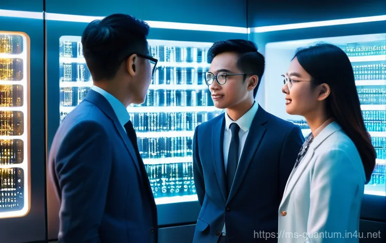 양자컴퓨터의 국가 경쟁력 - **Prompt:** A diverse group of young Malaysian scientists, both men and women, in a brightly lit, fu...