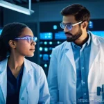 Home 4 양자컴퓨터를 위한 하드웨어 혁신 - **A Diverse Team of Scientists in a Cutting-Edge Quantum Computing Lab**
* **Description:** A ...