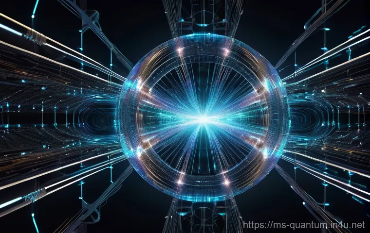 양자컴퓨터의 실용화 - Image Prompt 1: The Quantum Core - Superposition and Entanglement**